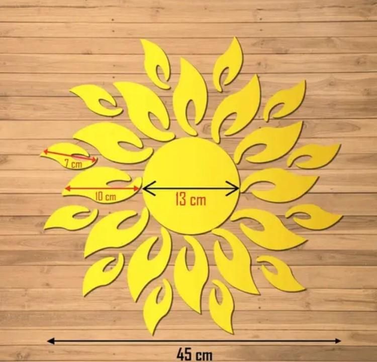 3D Wall Mirror Sticker Sun flame Gold